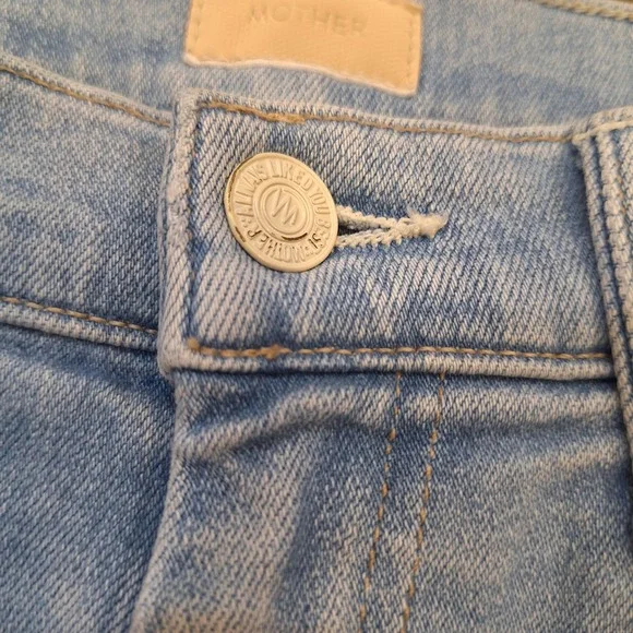 Mother The Weekender Fray Midrise Flare Jeans Sz 25 Blue Swimming Pool Sunday - Picture 8 of 10